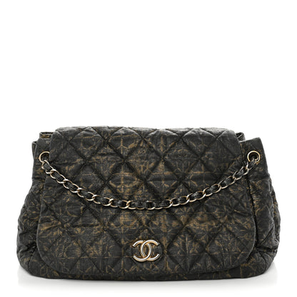 Chanel Nylon Printed Quilted Accordion Flap Black Gold 1 of 13