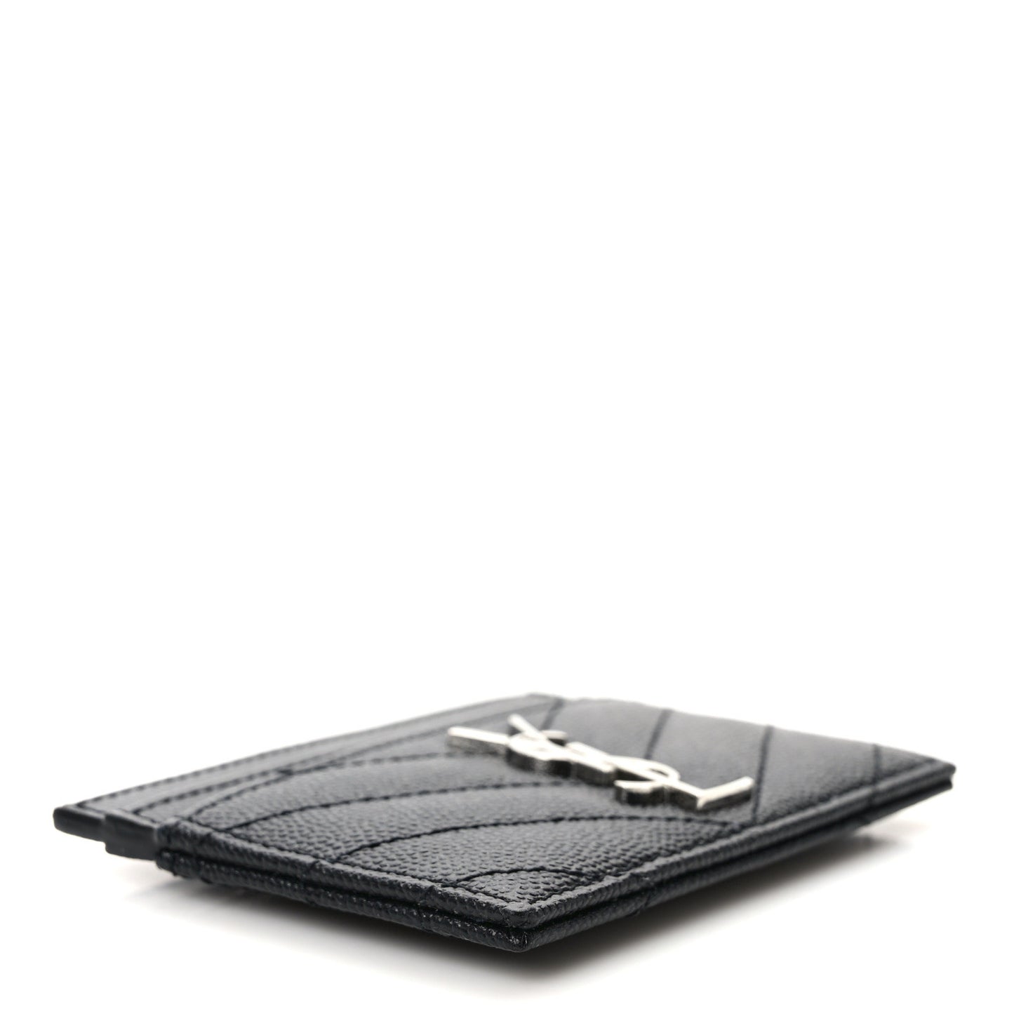 Grain De Poudre Matelasse Chevron Monogram Credit Card Case Black