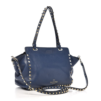 Valentino Garavani Vitello Small Rockstud Tote Indigo 3 of 12