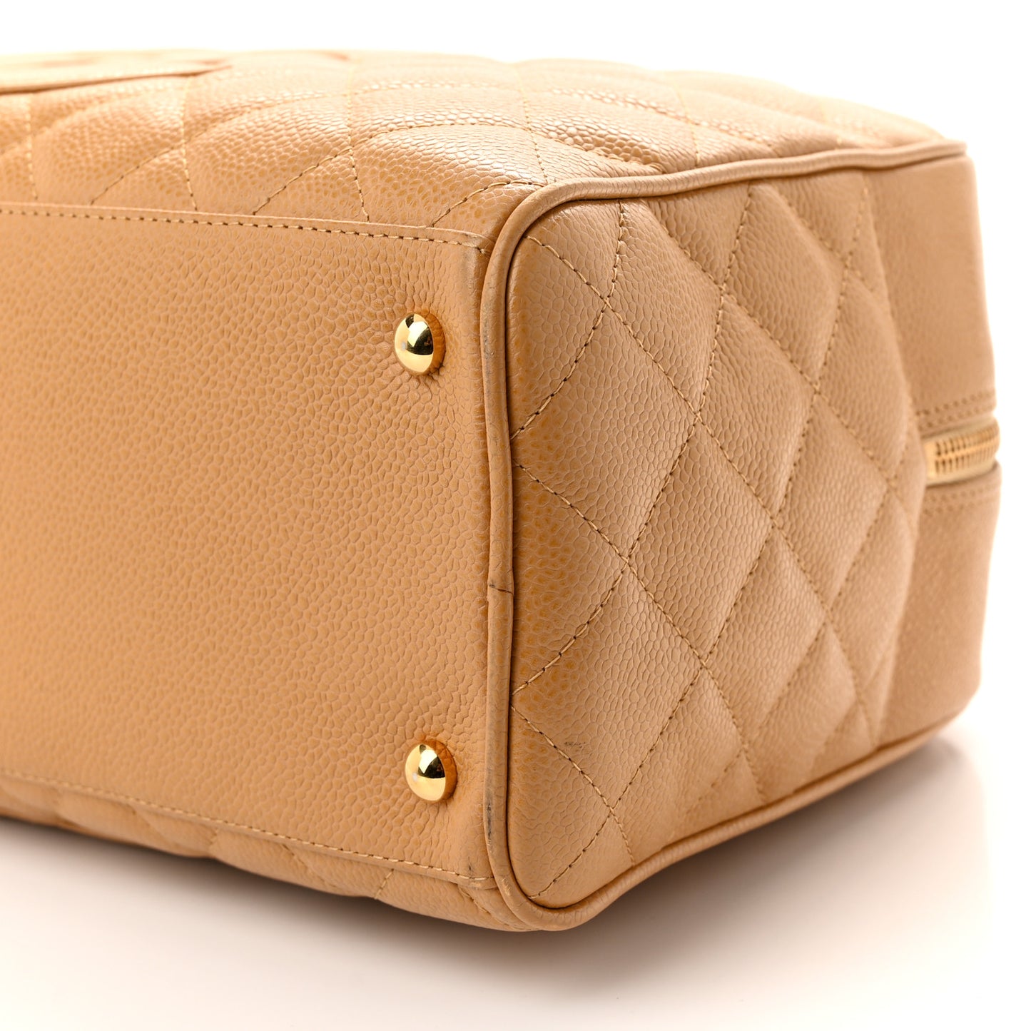 Caviar Quilted Large Bowler Bag Beige