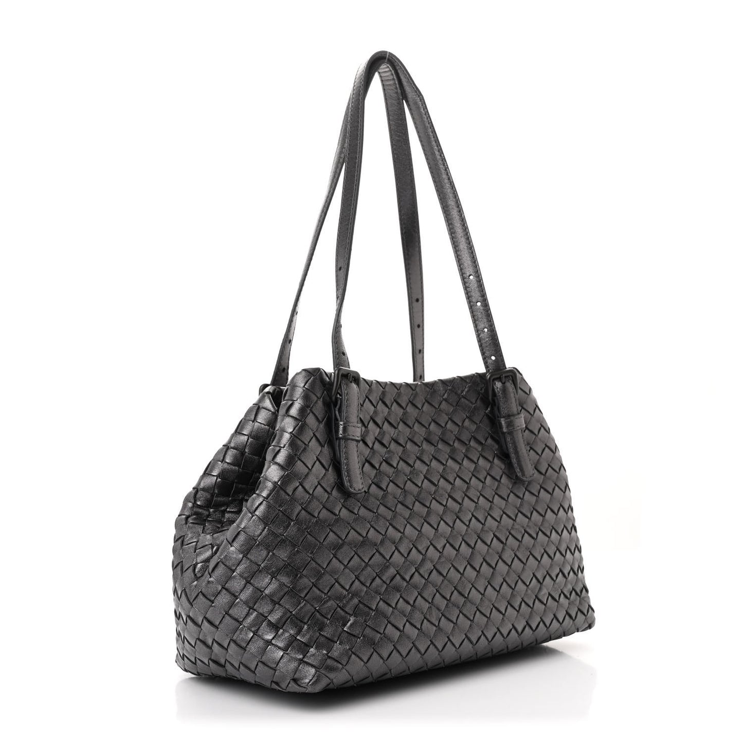 Metallic Nappa Intrecciato Small Cesta Tote Steel