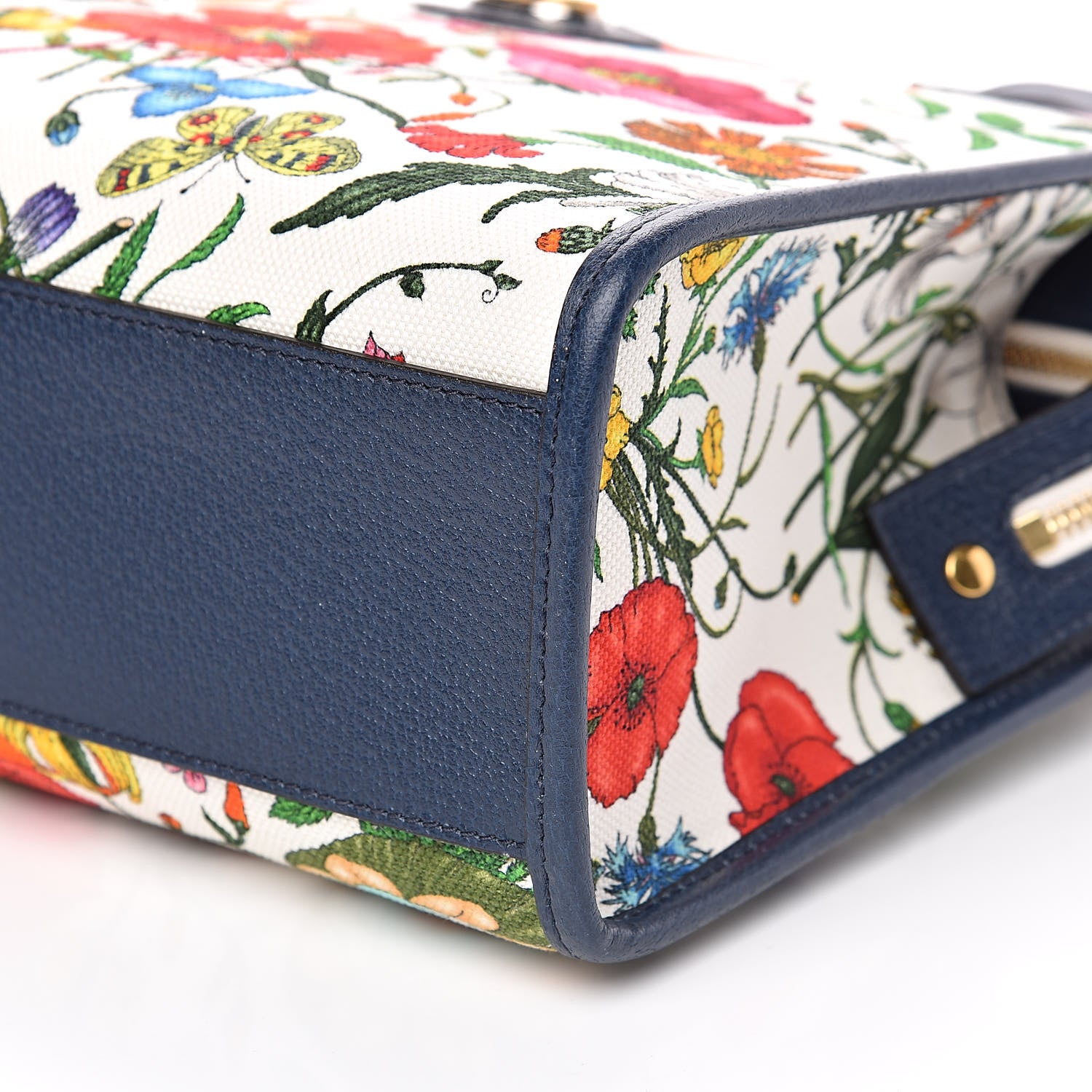 Gucci Canvas Medium Flora Tote White Multicolor Blue Agata 10 of 10