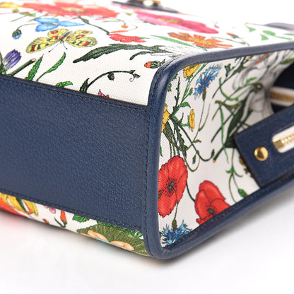 Gucci Canvas Medium Flora Tote White Multicolor Blue Agata 10 of 10