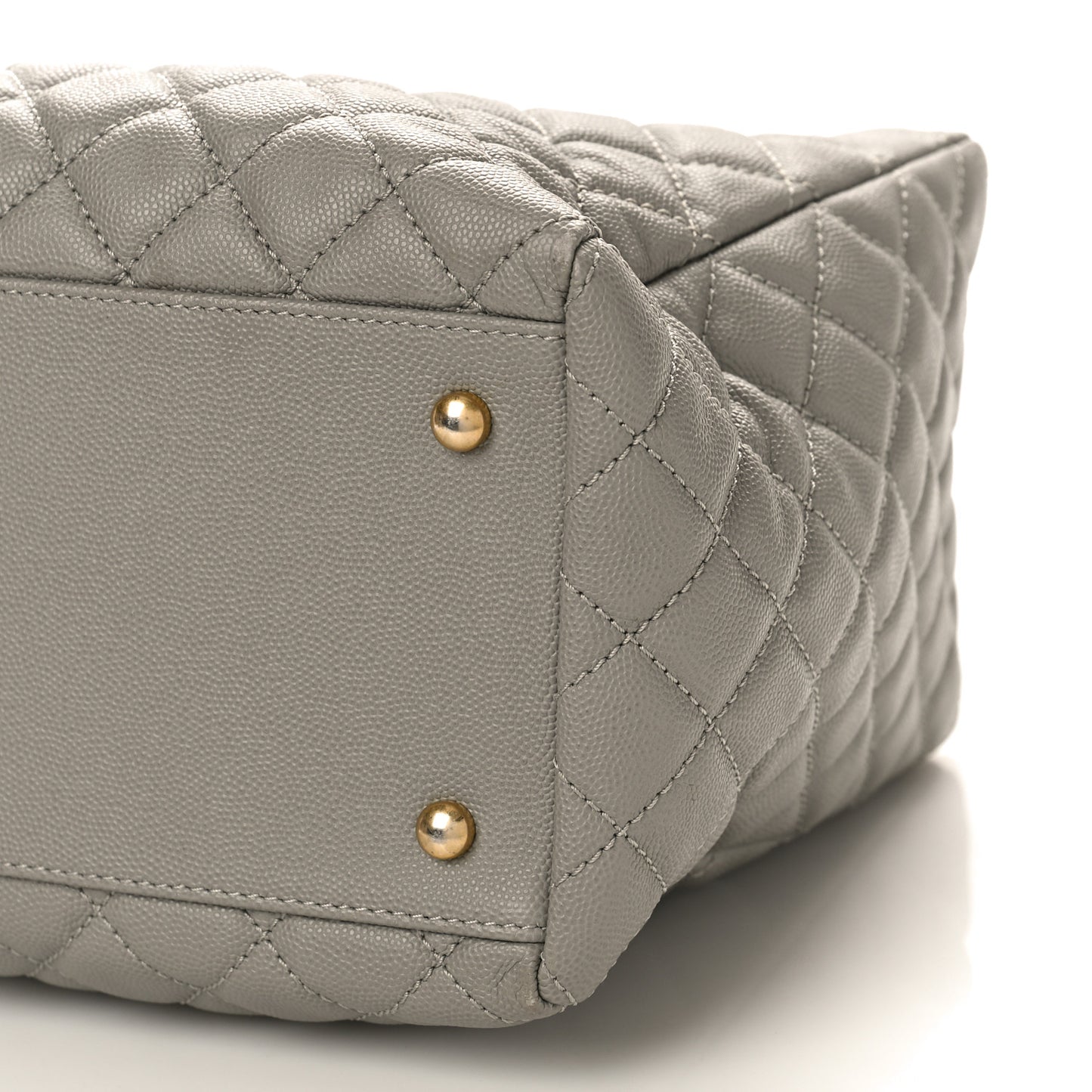 Caviar Quilted Coco Handle Shopping Tote Grey