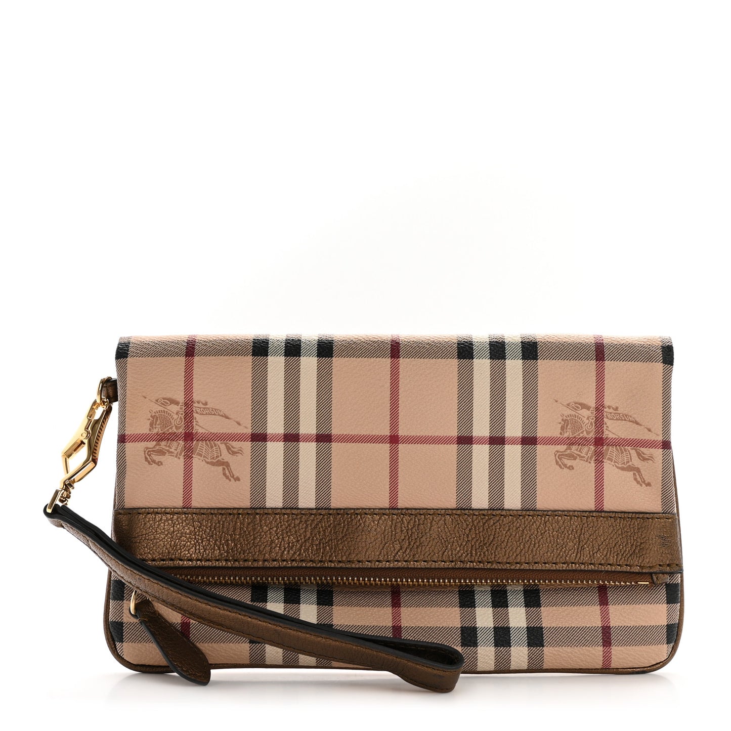 Haymarket Check Metallic Adeline Foldover Clutch Brown