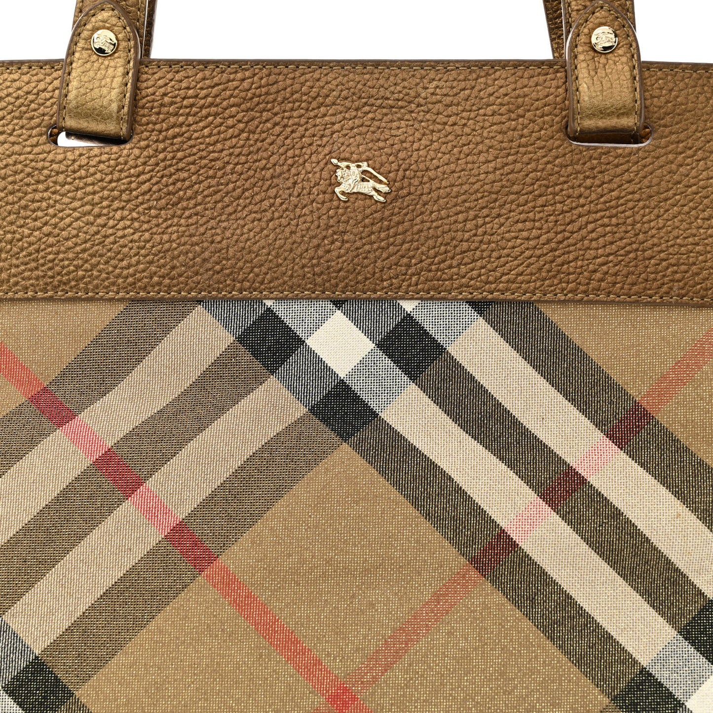 Metallic Calfskin Nova Check Medium Tote Gold