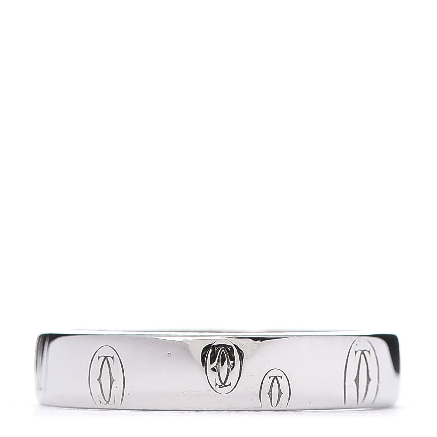 Cartier 18K White Gold 4mm Happy Birthday Band Ring 51 5.75 1 of 4