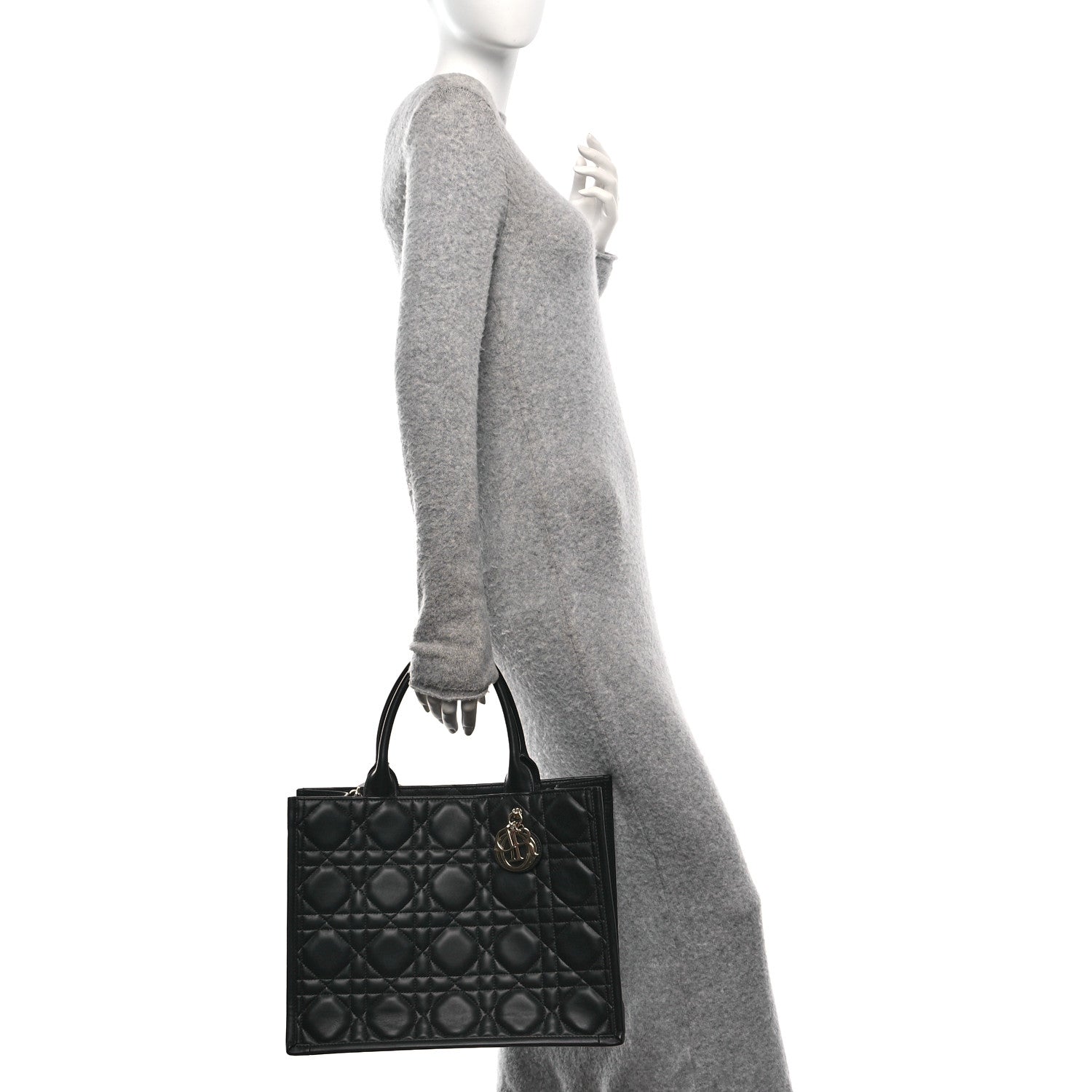 Christian Dior Calfskin Macro Cannage Medium Book Tote Black 2 of 9