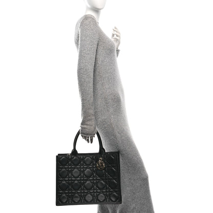 Christian Dior Calfskin Macro Cannage Medium Book Tote Black 2 of 9