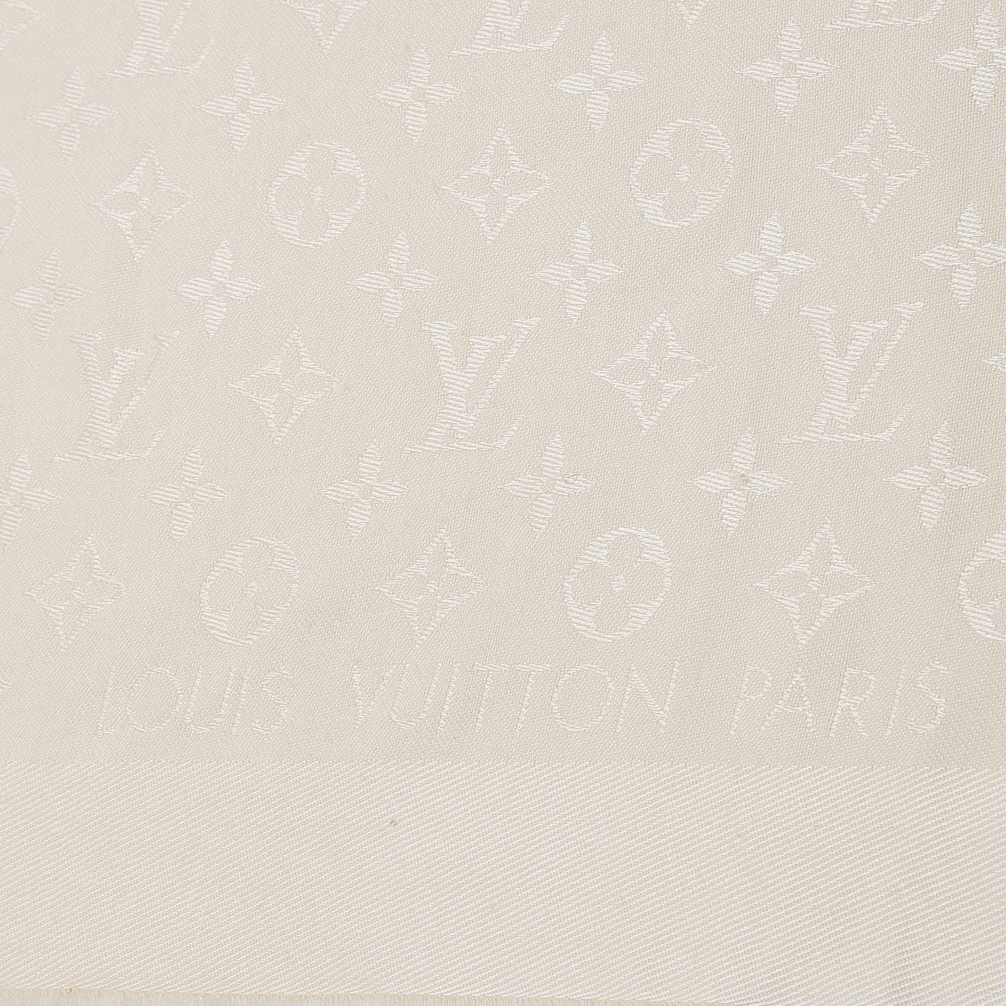 Wool Silk Monogram Shawl White