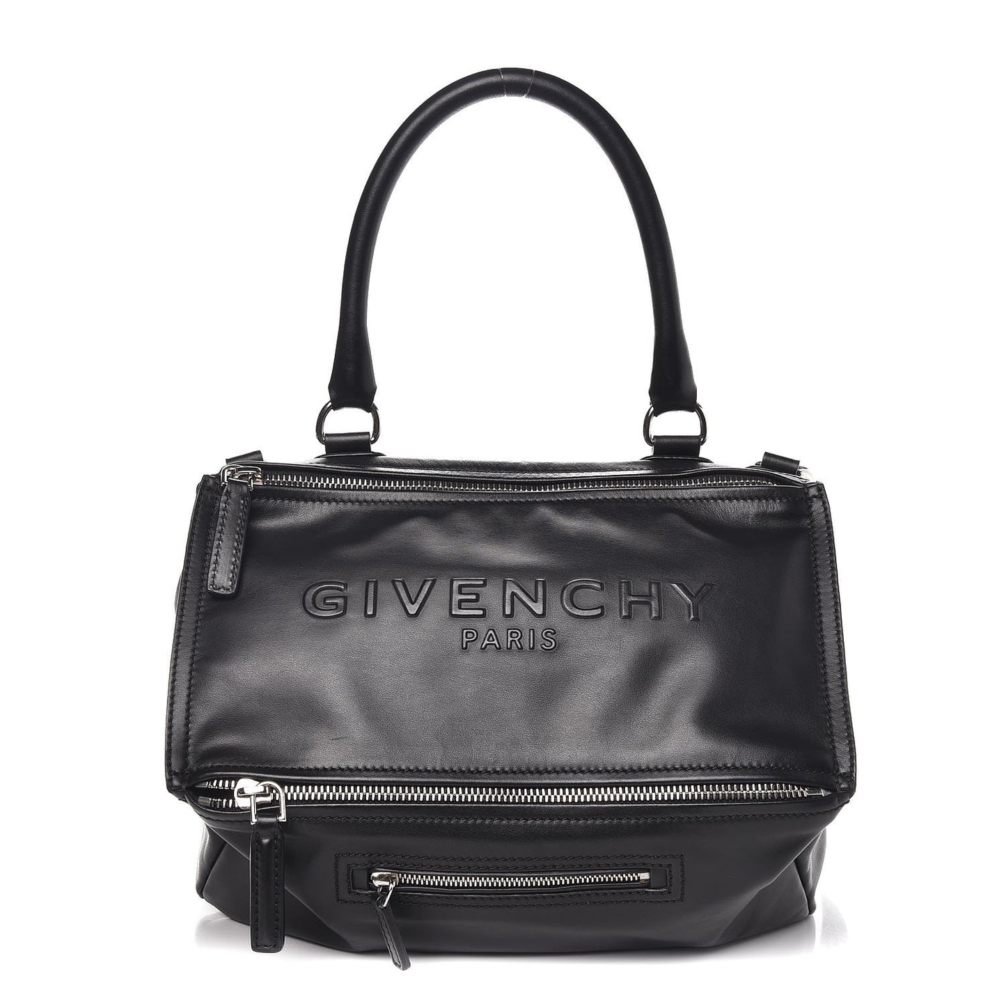 Calfskin Logo Embossed Medium Pandora Black
