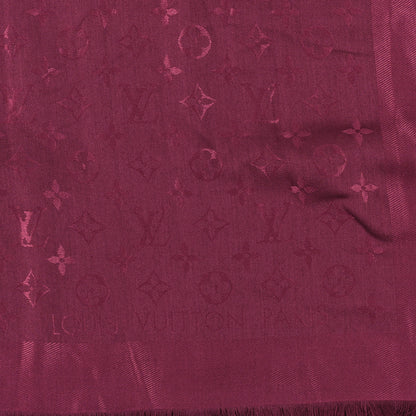 Louis Vuitton Silk Wool Monogram Shawl Wine Red 3 of 4