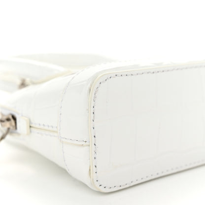 Balenciaga Calfskin Logo Crocodile Embossed Mini Ville Top Handle Bag White Black 8 of 9
