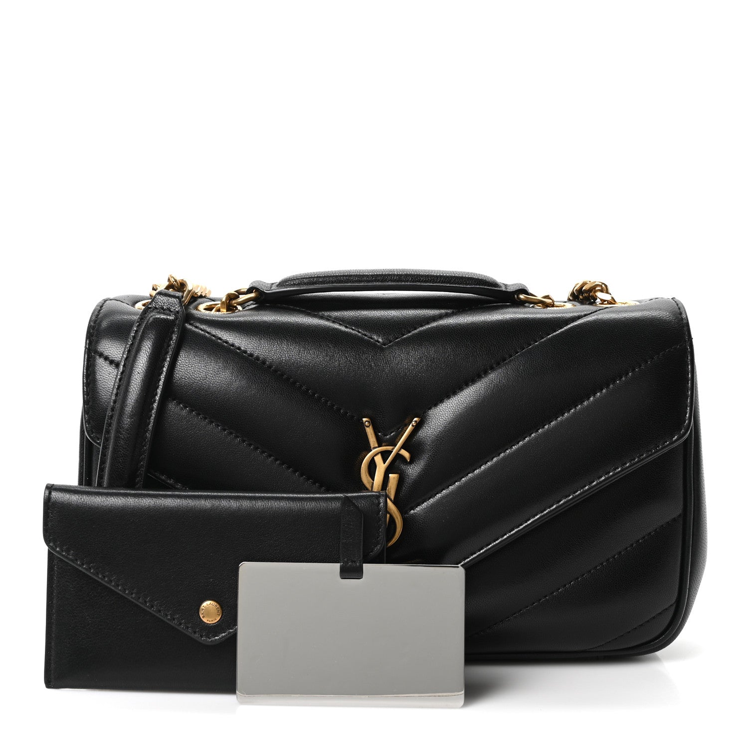 Saint Laurent Lambskin Chevron Quilted Small LouLou Black 3 of 11