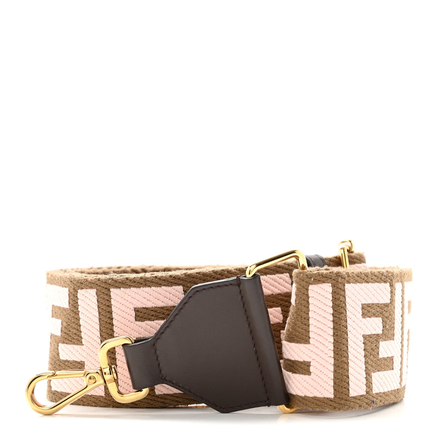 Ribbon Vitello Century FF 1974 Embroidered Adjustable Strap You Fango Rosa Confetto Chocolate
