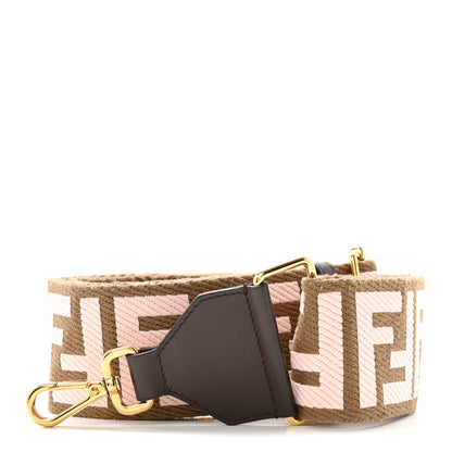 Fendi Ribbon Vitello Century FF 1974 Embroidered Adjustable Strap You Fango Rosa Confetto Chocolate 1 of 8