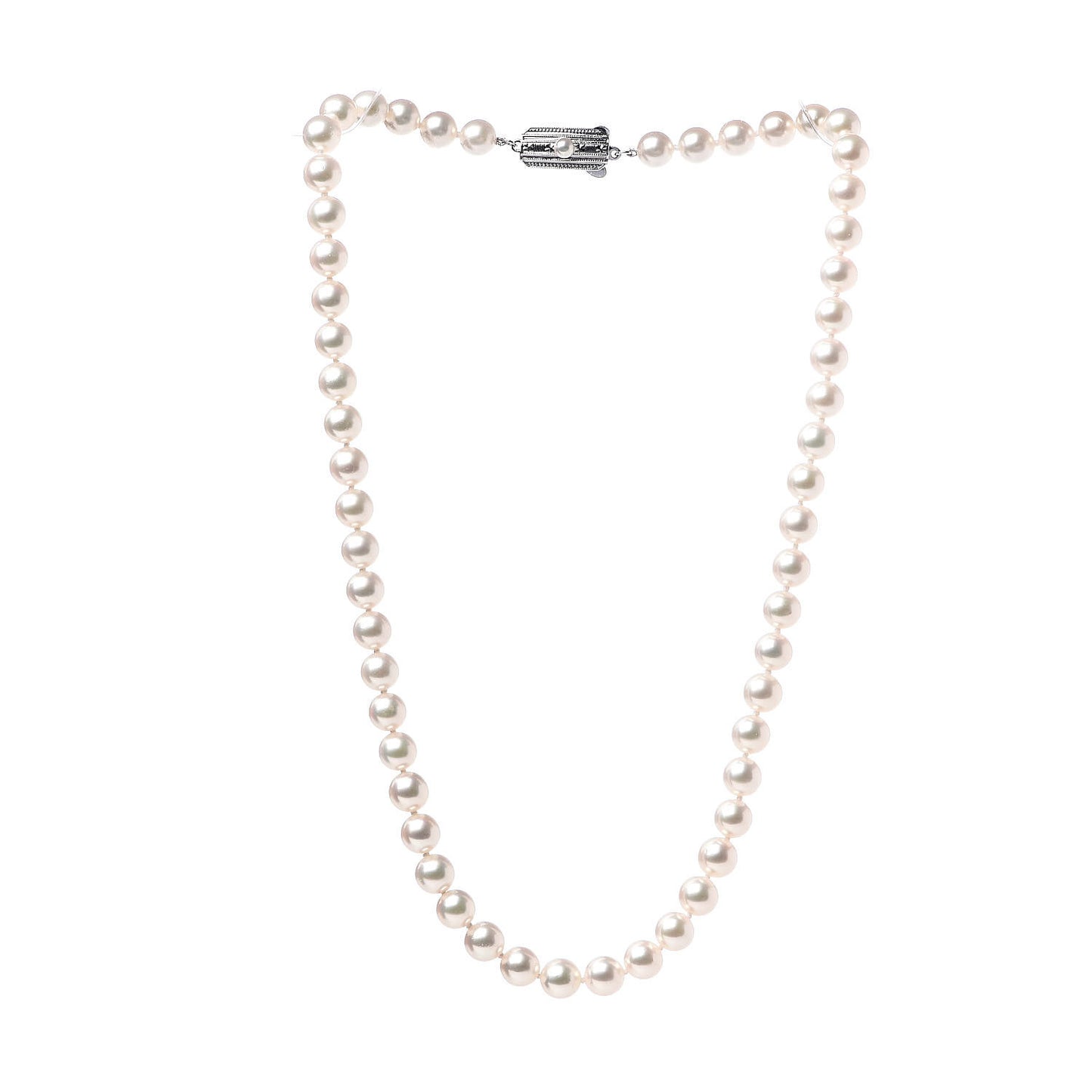 Sterling Silver Akoya Pearl 7-7.5mm Strand Necklace 17.5"