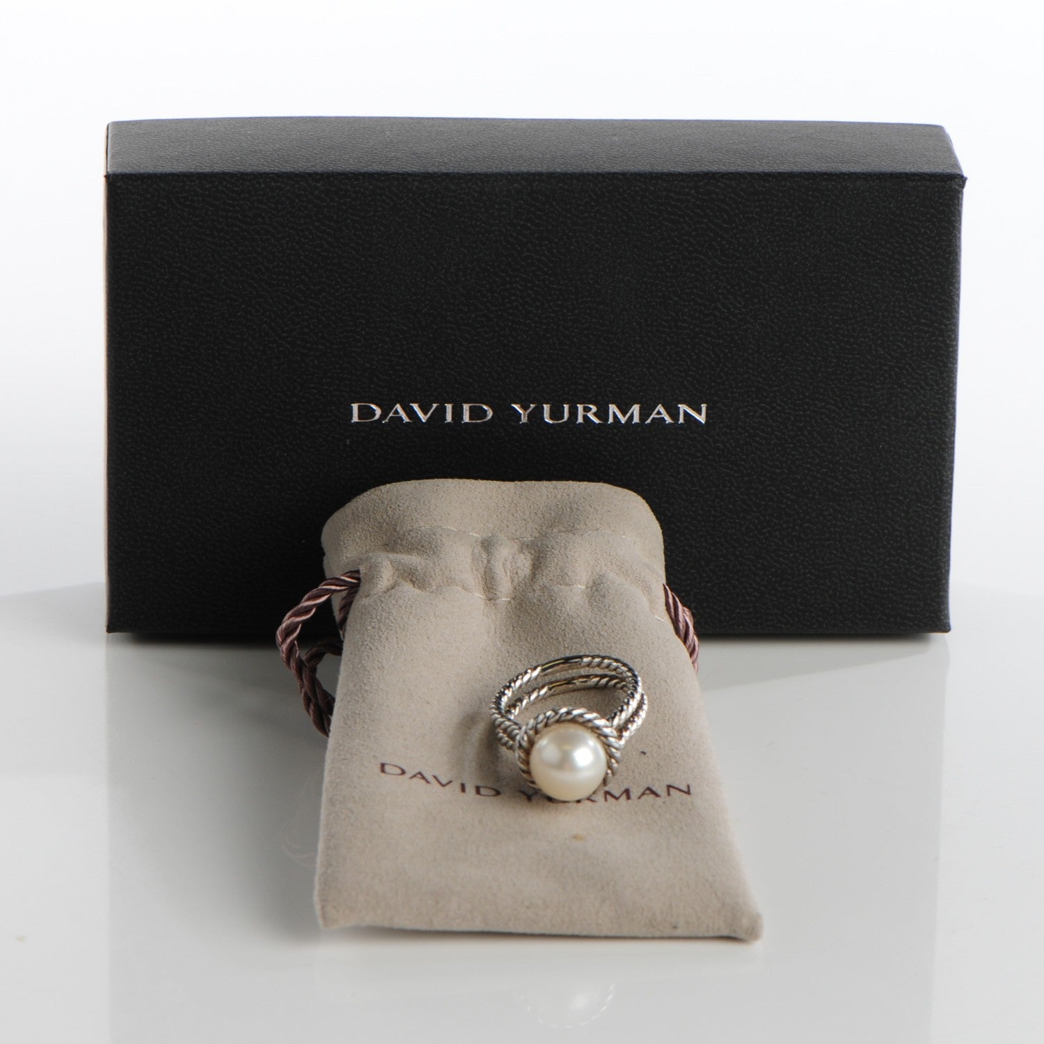 David Yurman Sterling Silver Pearl 10.5mm Cable Ring 52 6 5 of 5