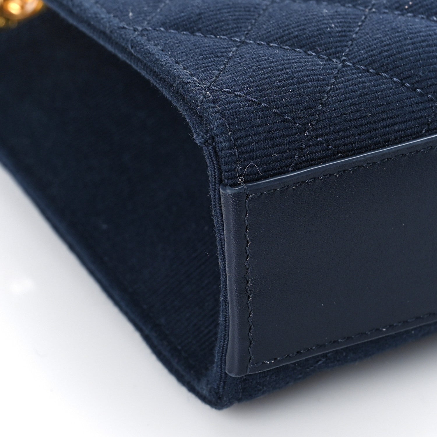 Saint Laurent Canvas Calfskin Mixed Matelasse Triquilt Medium Monogram Satchel Deeply Blue 8 of 8