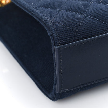Saint Laurent Canvas Calfskin Mixed Matelasse Triquilt Medium Monogram Satchel Deeply Blue 8 of 8