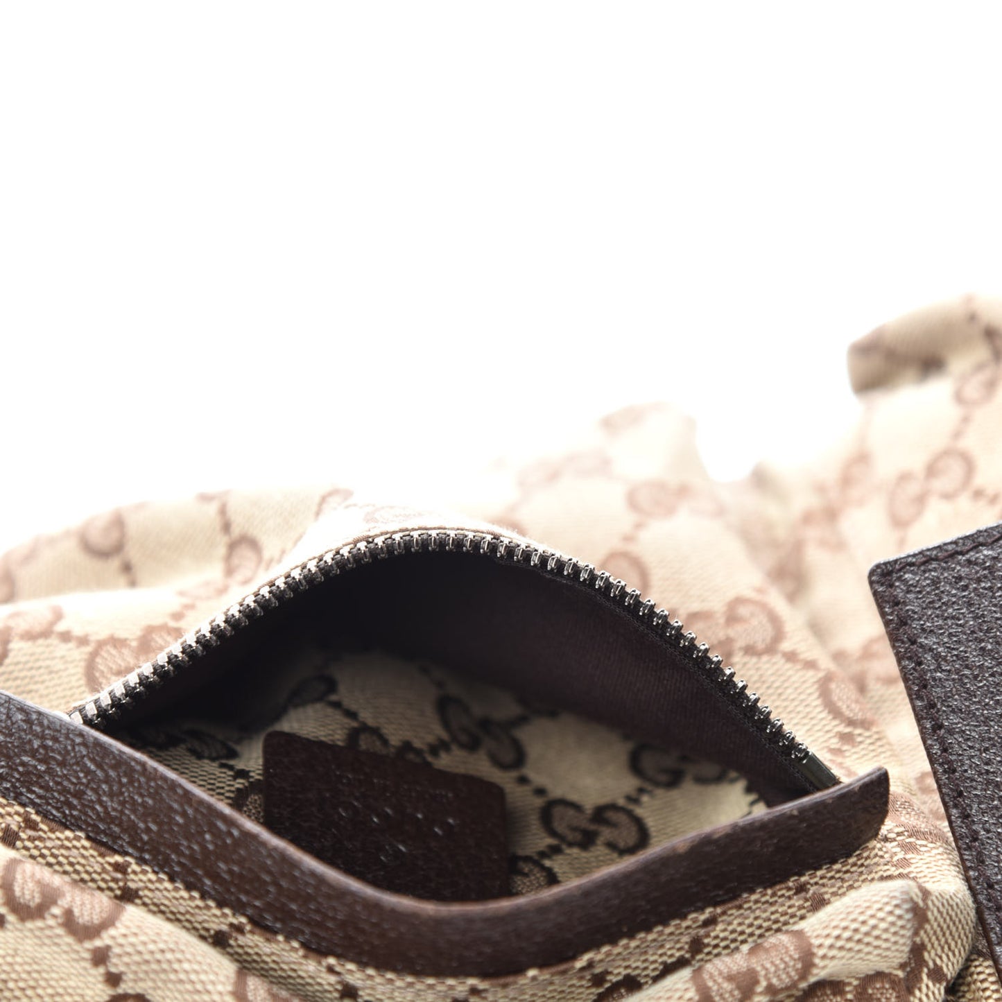GG Monogram Double Pocket Belt Bag Dark Brown