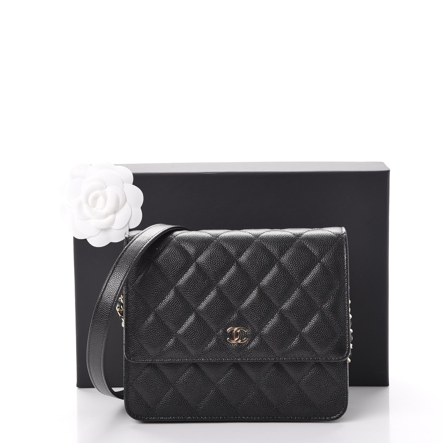 Chanel Caviar Quilted Square Wallet On Chain WOC Black 9 of 9