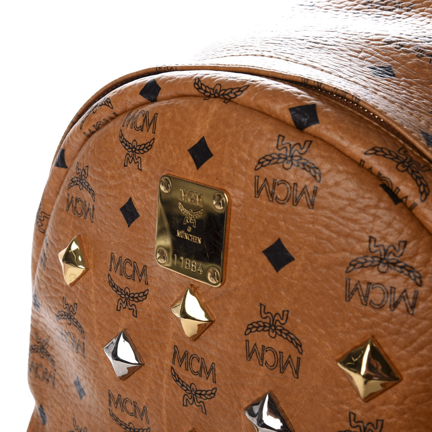 MCM Visetos Medium Sprinkle Stud Stark Backpack Cognac 8 of 8
