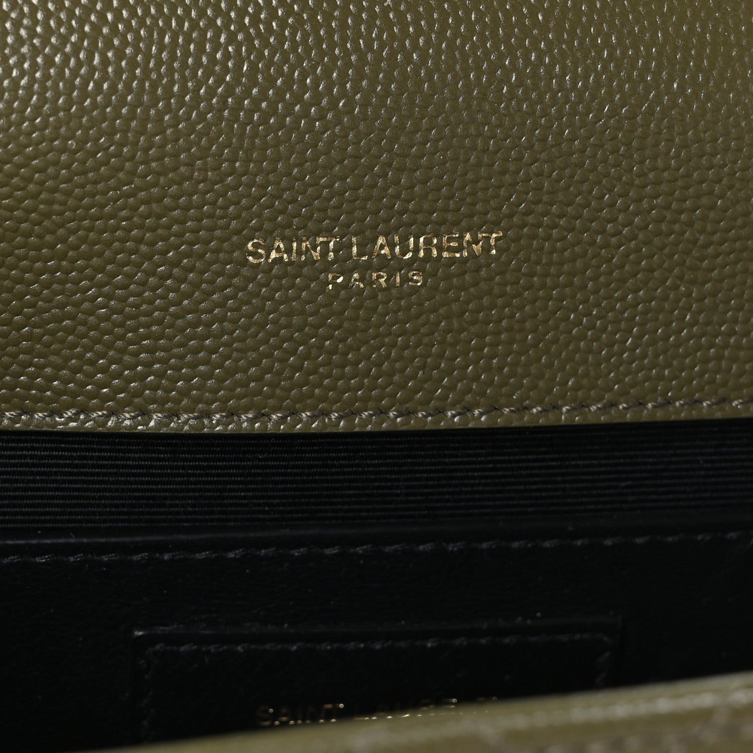 Saint Laurent Grain De Poudre Textured Mixed Matelasse Medium Triquilt Monogram Satchel Vert Fonce 6 of 8