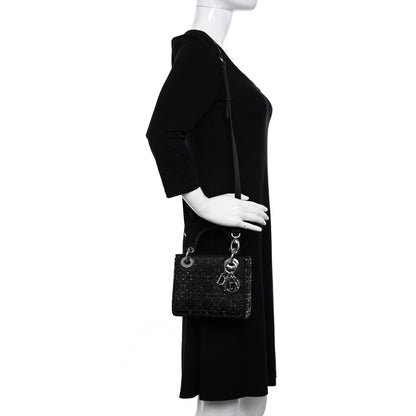 Christian Dior Satin Crystal Cannage Mini Lady Dior Black 2 of 10