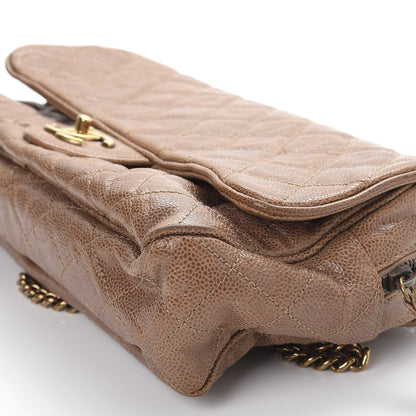 Chanel Crumpled Caviar Quilted Large Shiva Flap Brown 9 of 9