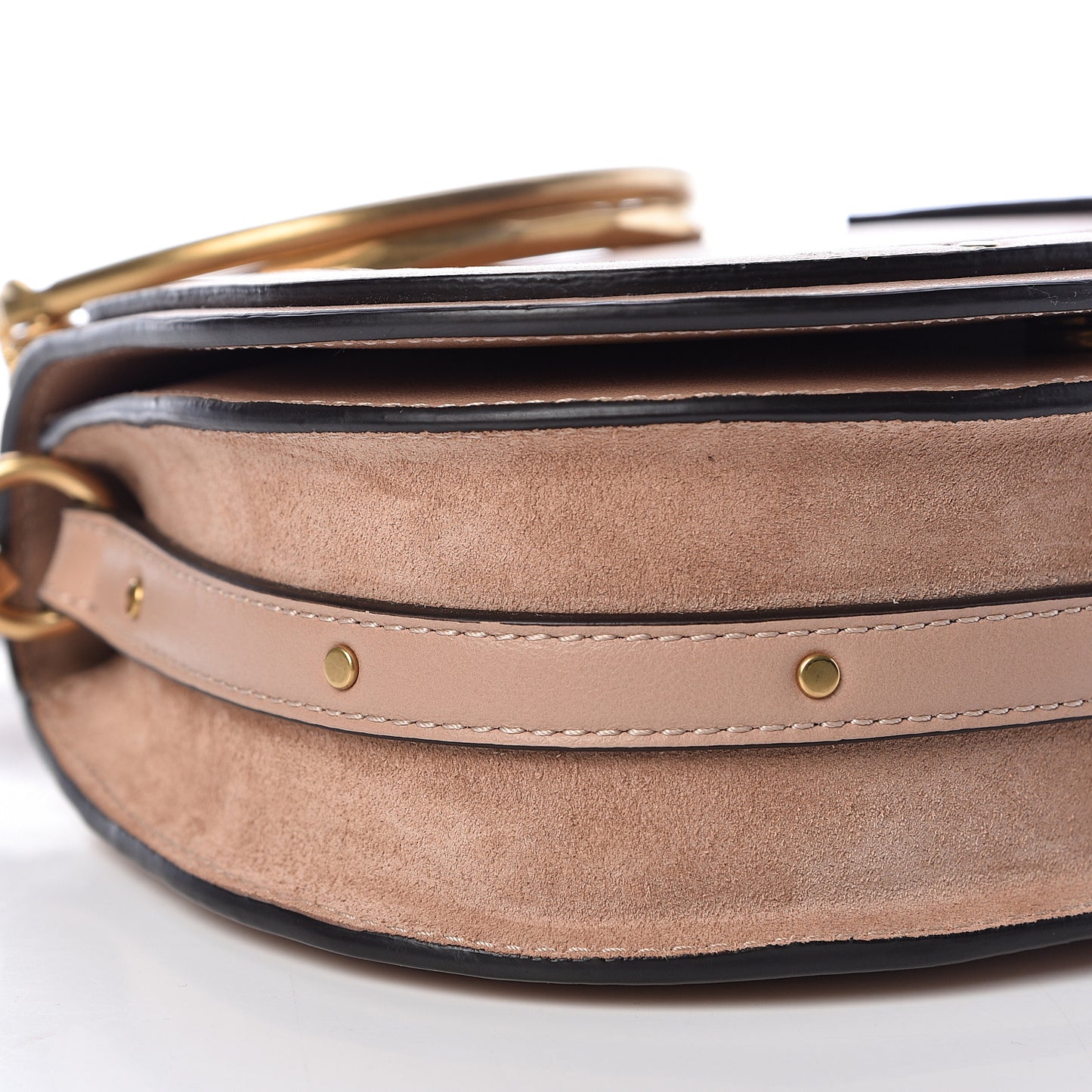 Calfskin Suede Small Nile Bracelet Bag Biscotti Beige