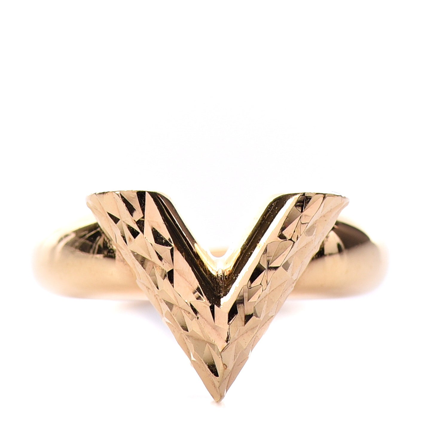 Essential V Guilloché Ring S Gold