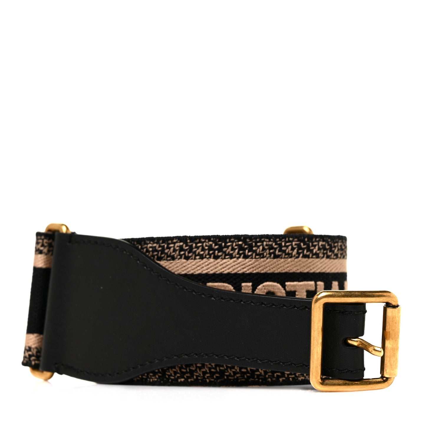 Canvas Embroidered 65mm Belt 80 32 Black Beige