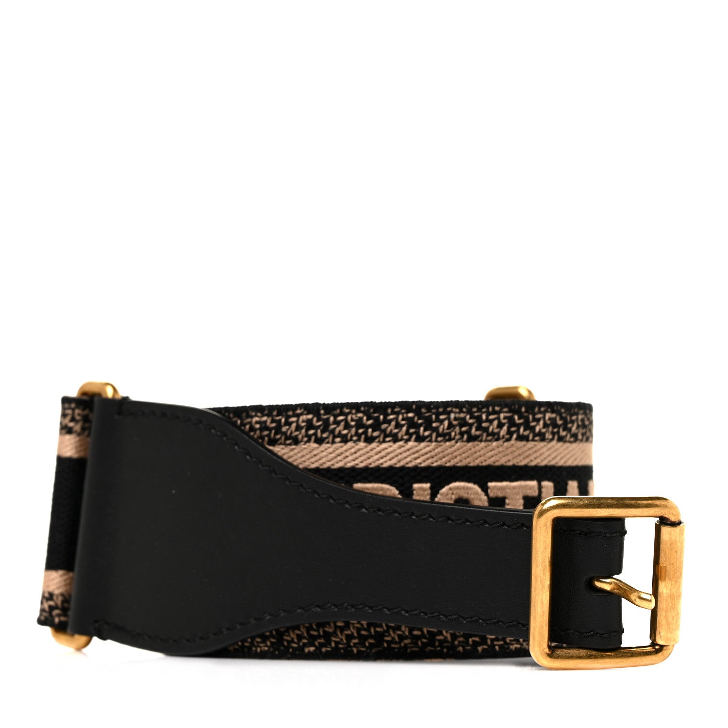 Christian Dior Canvas Embroidered 65mm Belt 80 32 Black Beige 1 of 4