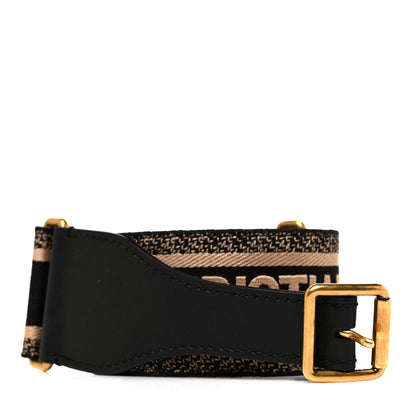 Christian Dior Canvas Embroidered 65mm Belt 80 32 Black Beige 1 of 4