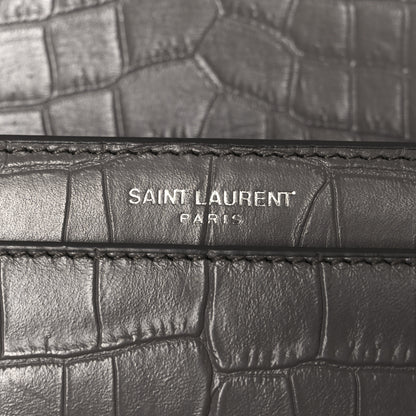 Saint Laurent Calfskin Crocodile Embossed Medium Monogram Sunset Fog 8 of 11