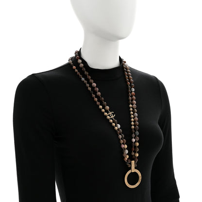 Chanel Beaded CC Necklace Gold Mauve 2 of 5