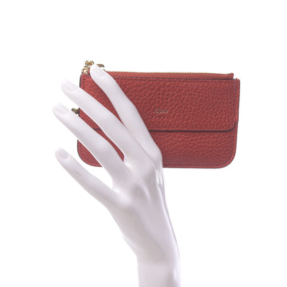 Chloe Grained Calfskin Drew Card Holder Earthy Red 2 of 8