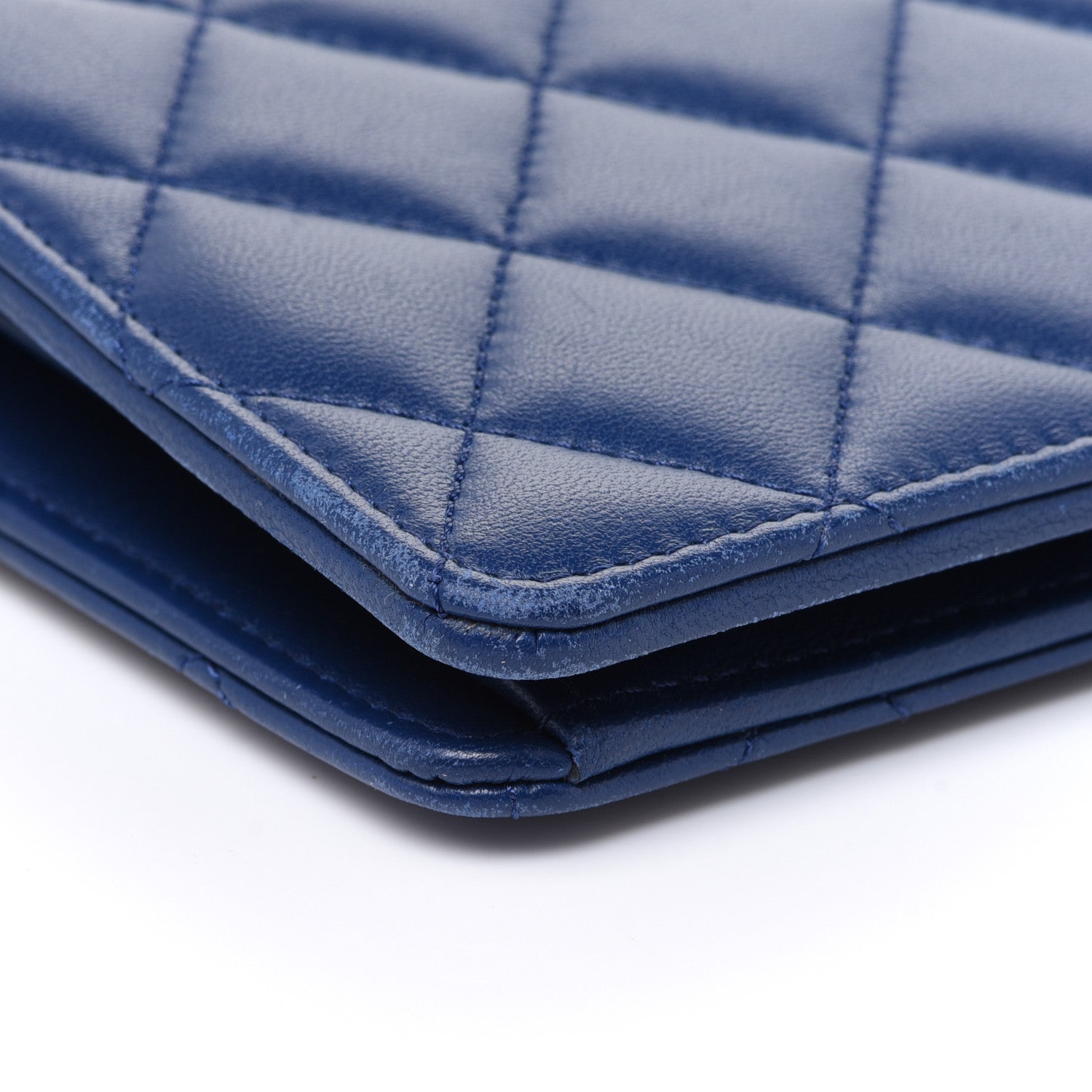 Chanel Lambskin Quilted Yen Wallet Blue 13 of 14