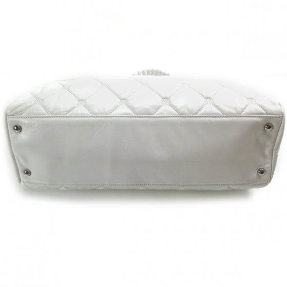 Quilted Lambskin Large Hidden Chain Tote White