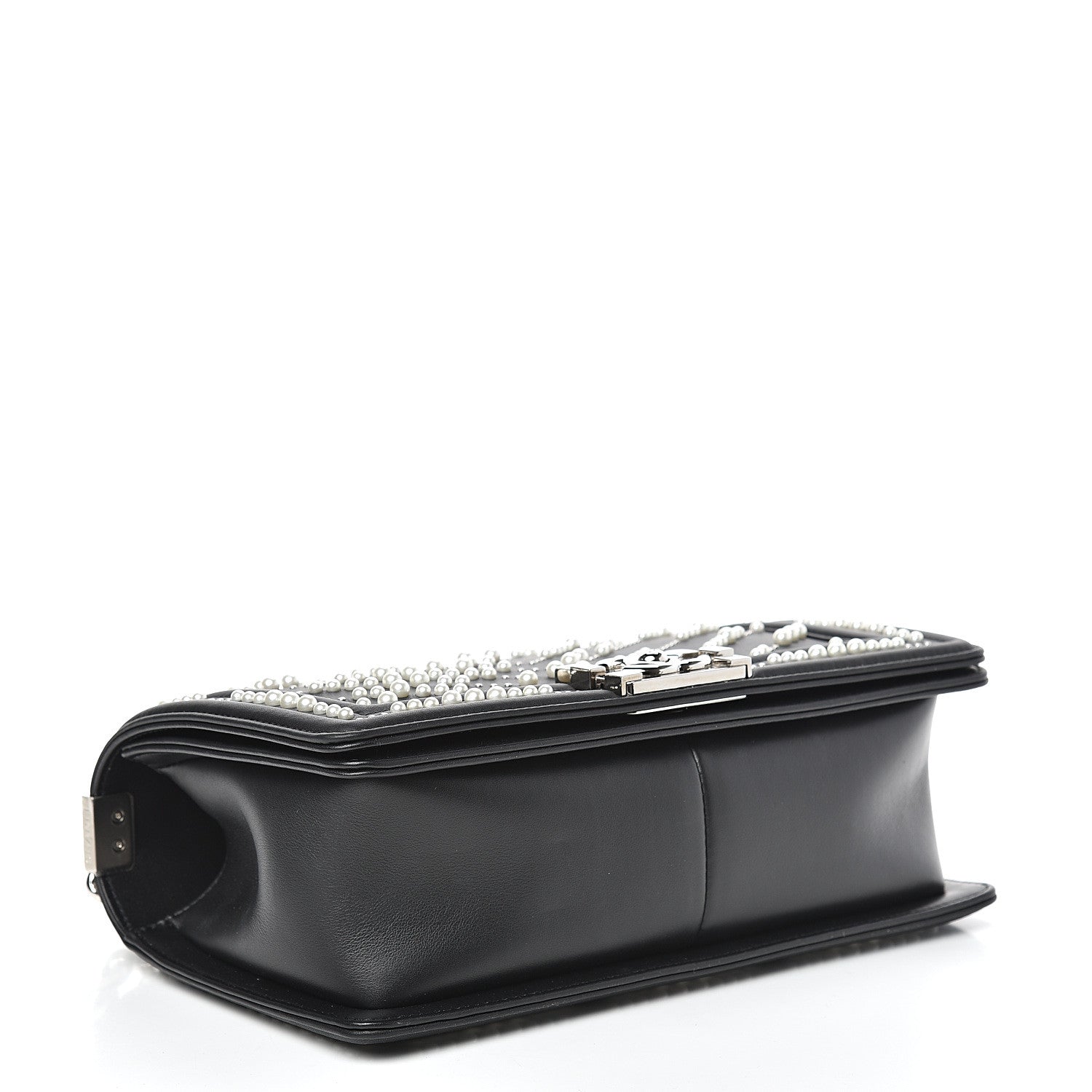 Chanel Calfskin Pearl Chevron Medium Boy Flap Black 4 of 13