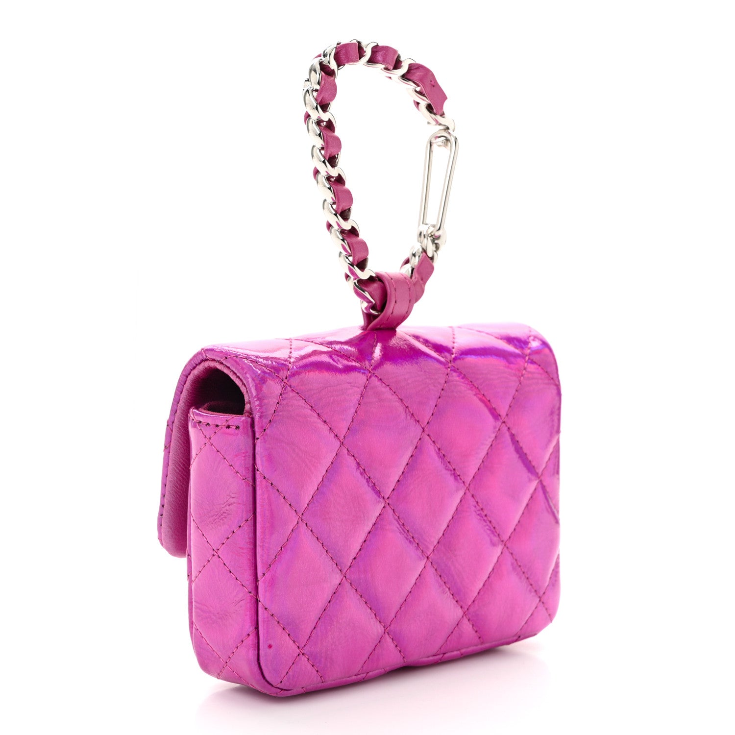 Chanel Patent Lambskin Quilted CC Hook Card Holder Pink 3 of 11