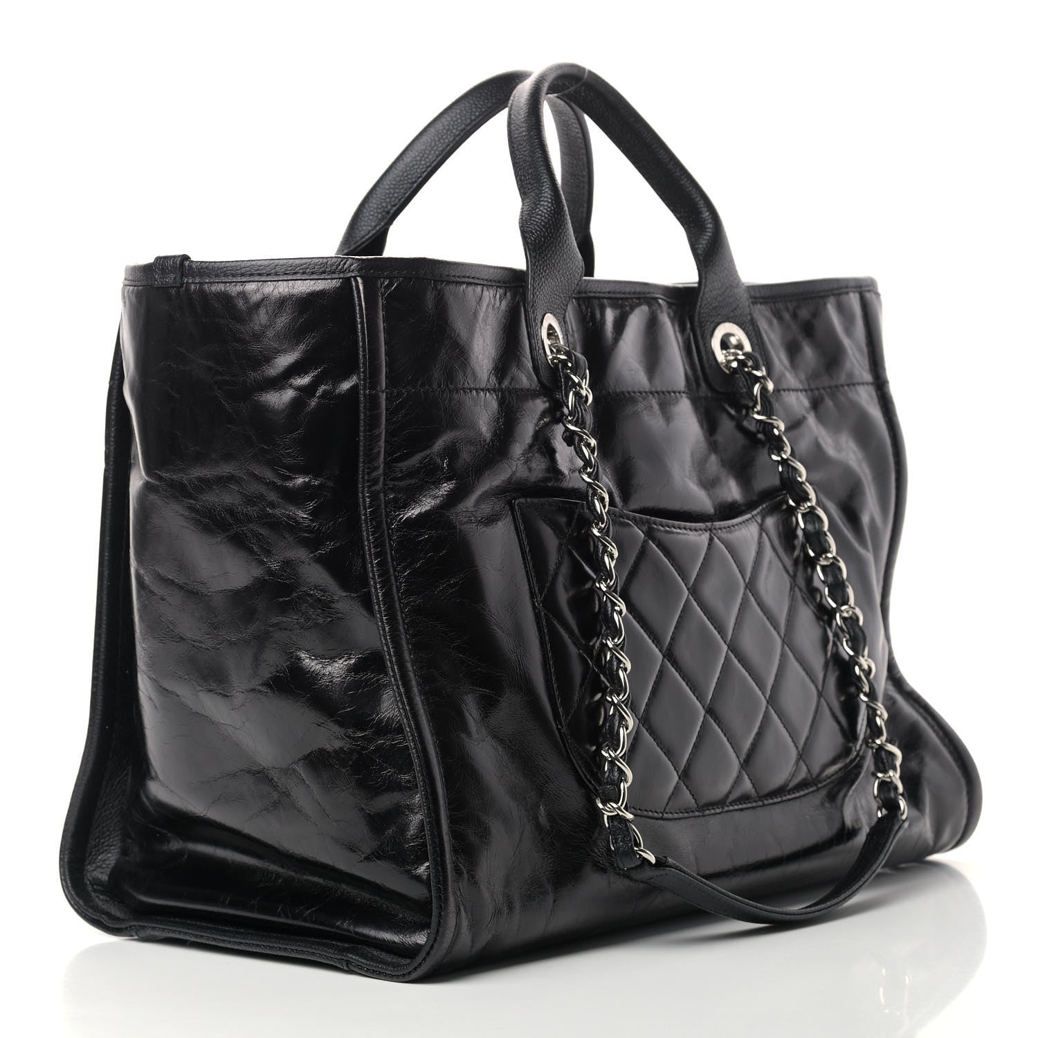 Chanel Glazed Calfskin Medium Deauville Tote Black 3 of 9