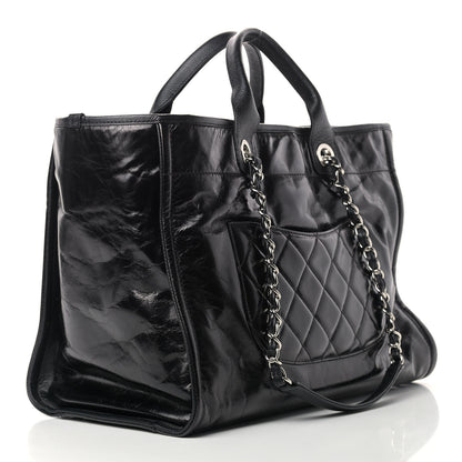 Chanel Glazed Calfskin Medium Deauville Tote Black 3 of 9