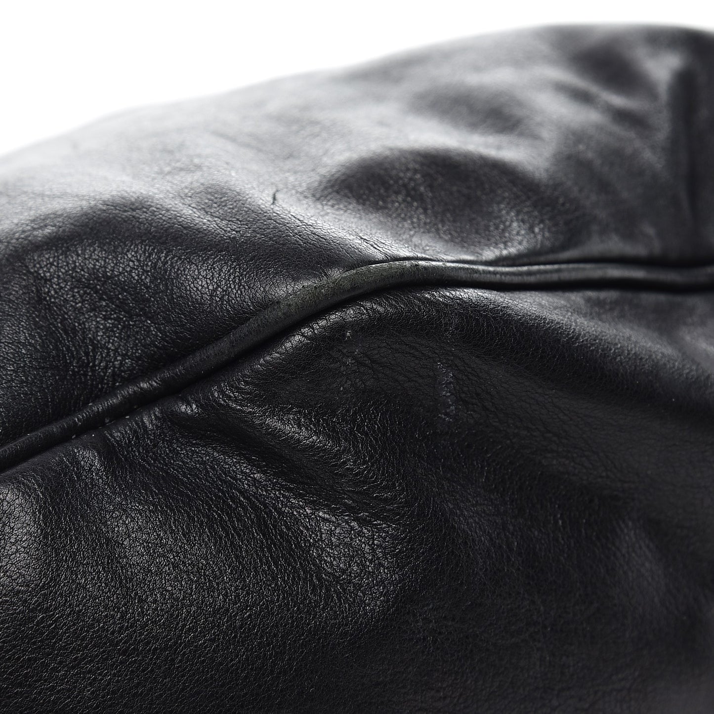 Lambskin Large Rock and Chain Hobo Black