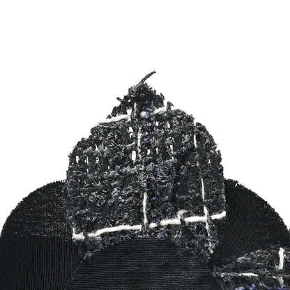 Chanel Tweed Camellia Pin Brooch Black White 4 of 4