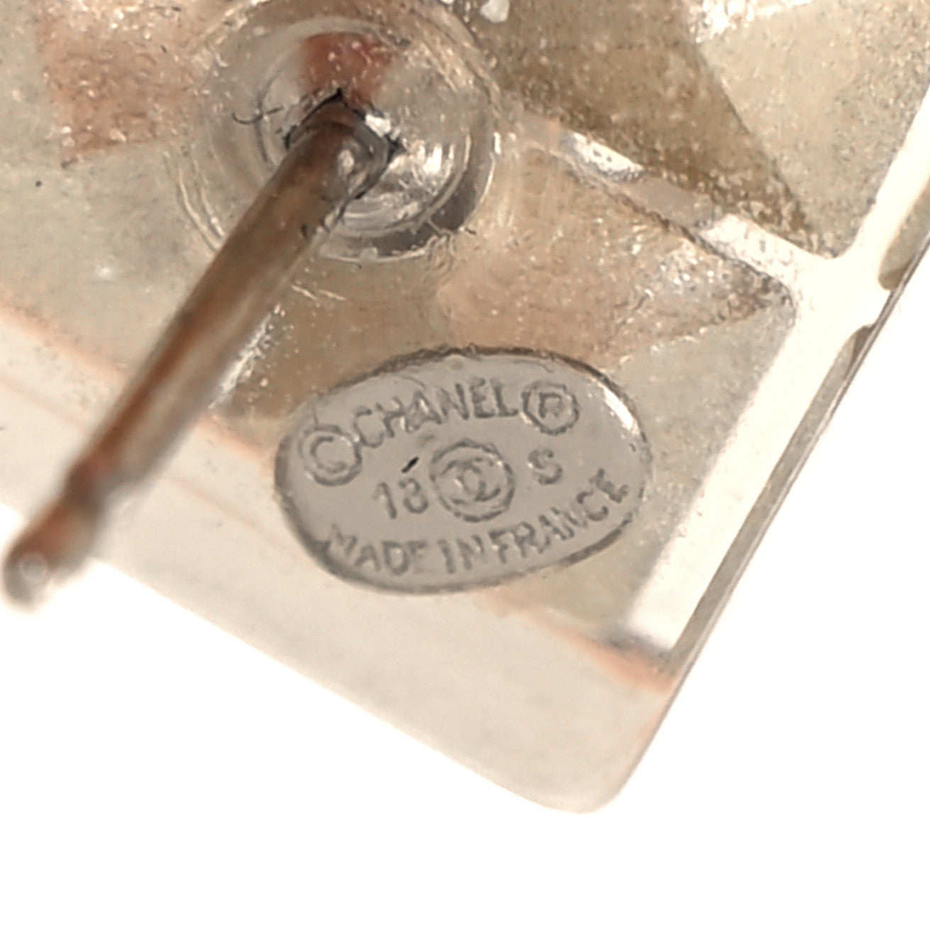 Chanel Transparent Resin Iridescent Crystal CC Cube Earrings Silver 4 of 5