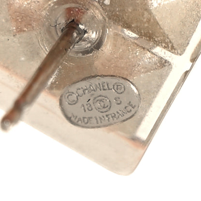 Chanel Transparent Resin Iridescent Crystal CC Cube Earrings Silver 4 of 5