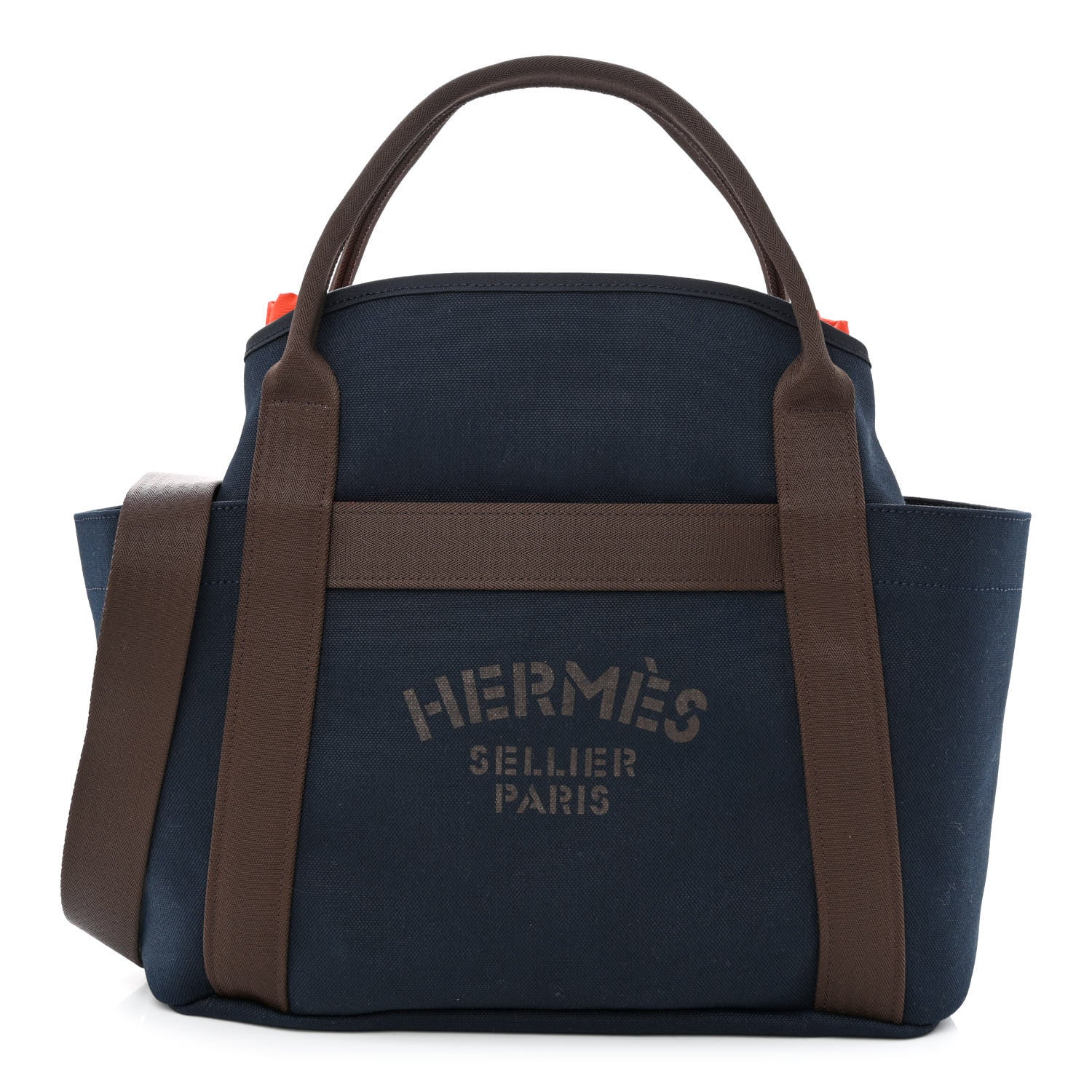 Hermes Toile Sac De Pansage Groom Bleu Navy Feu 3 of 13