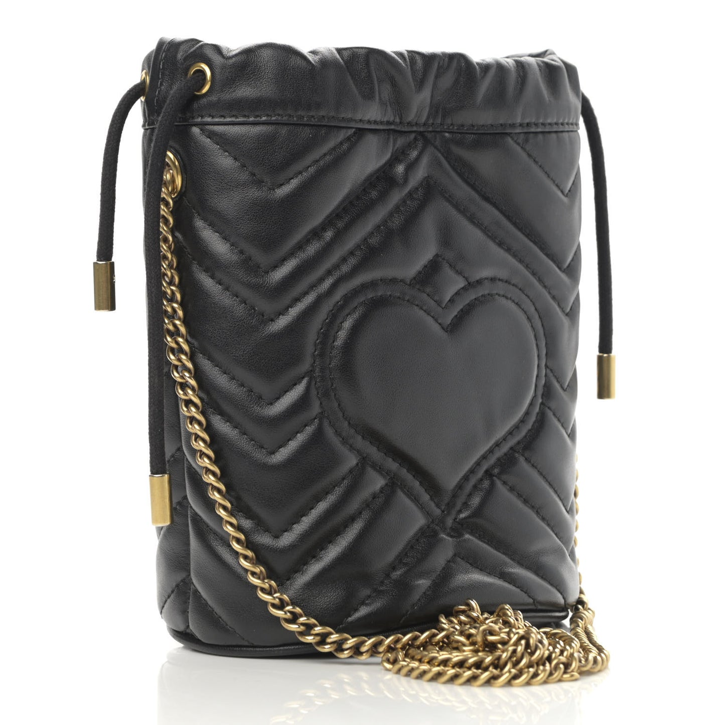 Calfskin Matelasse Mini GG Marmont 2.0 Bucket Bag Black